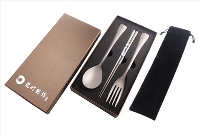 ET-2075 典藏純鈦匙叉筷餐具盒-硬盒