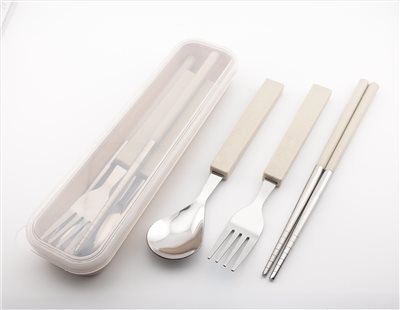 ET-2073 小麥柄三件式不銹鋼餐具組